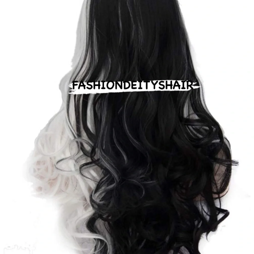 Kris BLACK & WHITE 2 TONE Cosplay full cap wig NEW